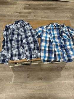 Men’s Plaid Button-Down Shirts (Bundle of 2, Size Medium)