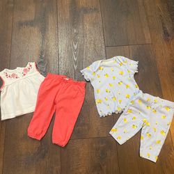 Lot of 4 Girls Shirts And Pants size 3 Months By Carters #3