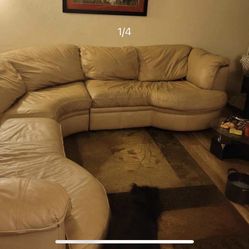 Nice Large High Quality Tan Leather Sectional Leather Sofa Couch