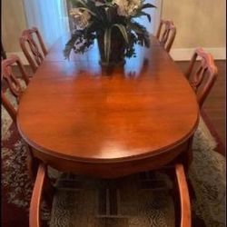 Antique Dining Room Table,chairs And Breakfast Hutch 