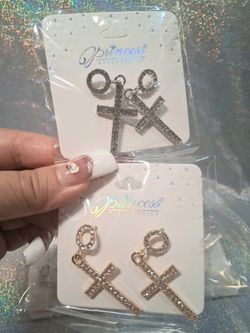 New Cross Rhinestone Earrings - $3 Each