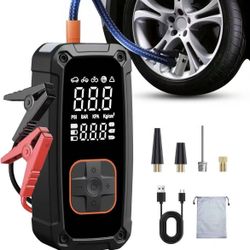 Jump Starter with Air Compressor, 3000A Battery Jumper Starter Portable (9L Gas/8L Diesel) with 160PSI Auto-Shutoff Tire Inflator, 12V 