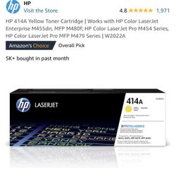 HP 414A Yellow Toner Cartridge | Works with HP Color LaserJet Enterprise M455dn, MFP M480f; HP Color LaserJet Pro M454 Series, HP Color LaserJet Pro M