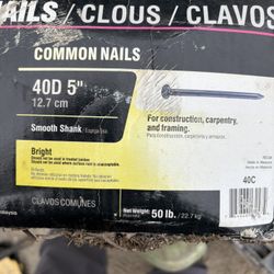 Grip Rite 40c 50 lb Bright Smooth Shank Common Nail, 5"