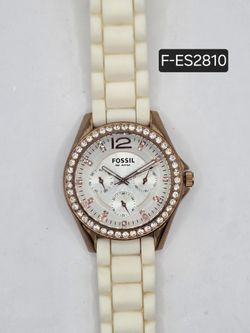 Fossil Women's Watch Rose-Gold Tone SILICONE New Battery 🔋😎✅️