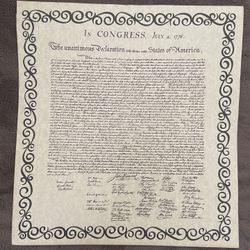 United States Declaration of Independence Antique Parchment 14 X 15