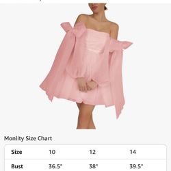 Monlity Off The Shoulder Organza Homecoming Dress Blush Pink size 12