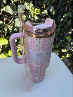 Stanley 40 oz Light Pink Floral Tumbler Gift Set, Set de Regalo Stanley Vaso 40 oz