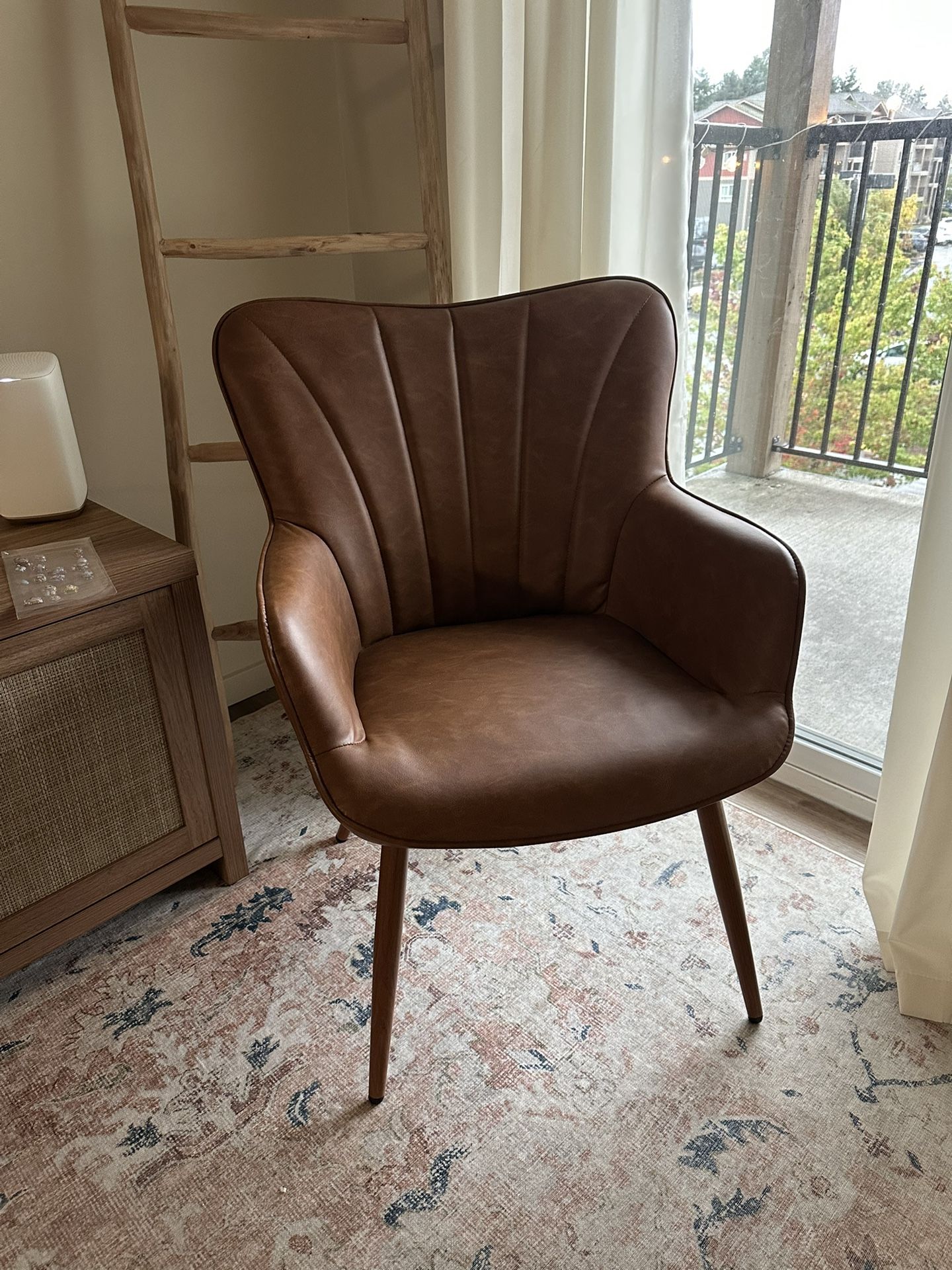 Brown Leather Armchair/Office Chair