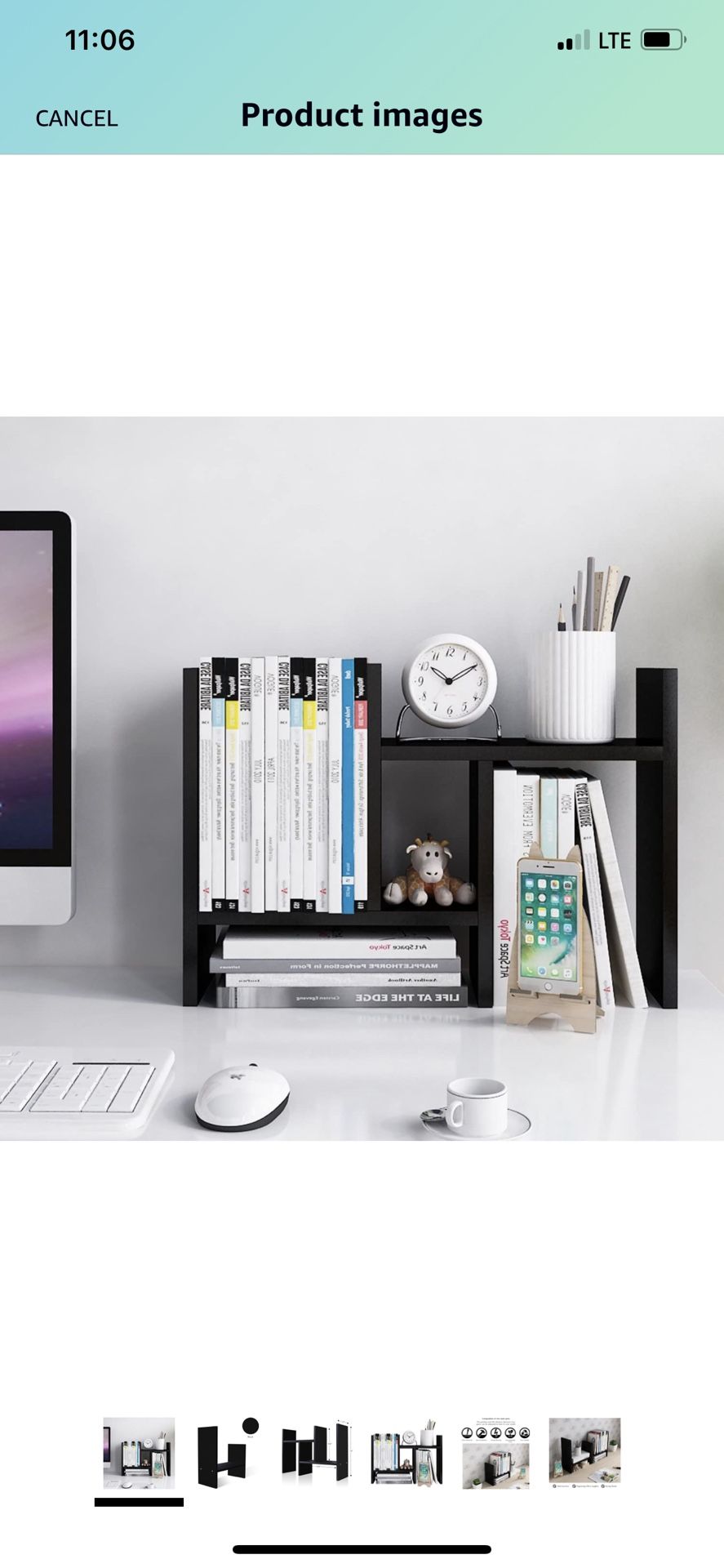 Jerry & Maggie - Desktop Organizer Office Storage Rack Adjustable Wood Display Shelf - Free Style Double H Display - True Natural Stand Shelf - Black