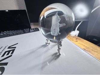 Holographic cat and butterfly decorative ball/paper weight