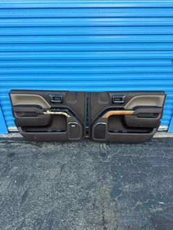 14-18 Chevy GMC Silverado Sierra Tan Brown Front Door Panels