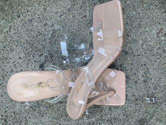 Clear /Tan Laced Heels 