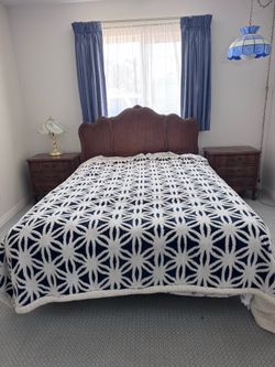 Queen bed frame and head board solid wood