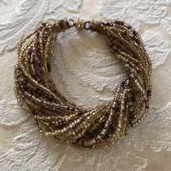 Gold Twisted Beaded Bracelet 