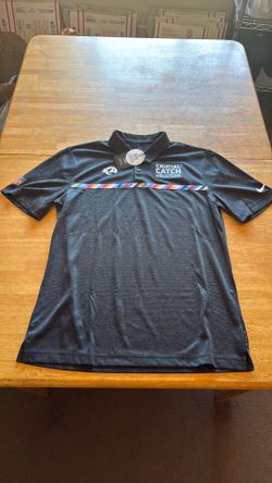 New Nike LA Rams Polo Shirt intercept cancer crucial catch Men’s M Medium