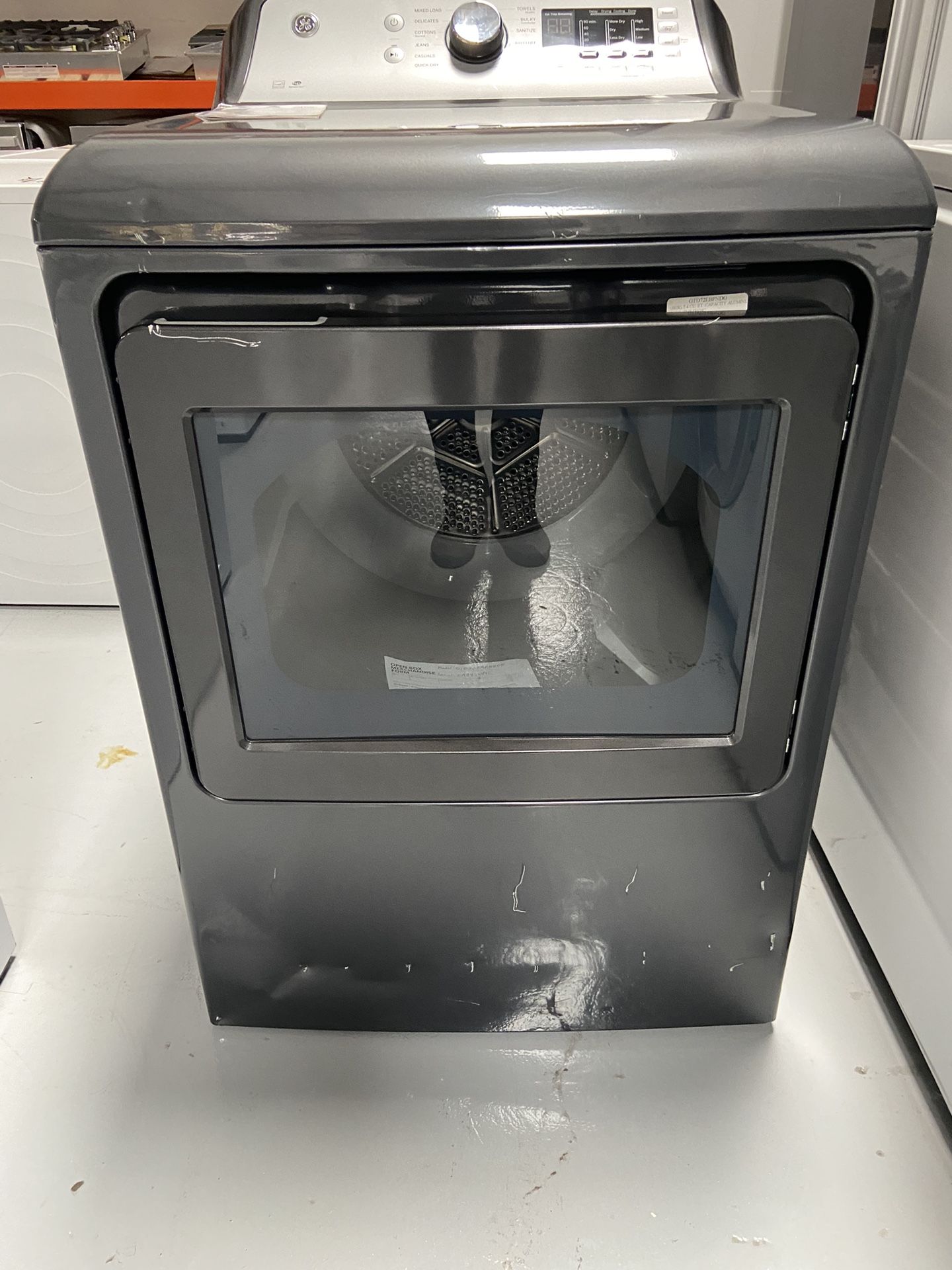 GE 7.4 Cu.ft Capacity Aluminized Alloy Drum Electric Dryer, Sanitize Cycle And Sensor Dry