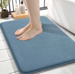 24X16  Airy Blue Thick Memory Foam Bathroom Rug