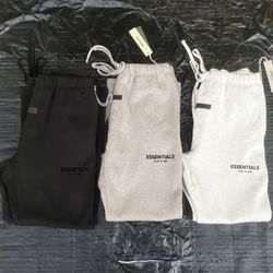 Essentials Fear of Gods  Stretch Limo Dark Light Oatmeal Sweatpants UNCUFFED Brand New