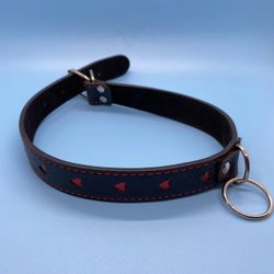 Dog Collar - Black with Red Hearts