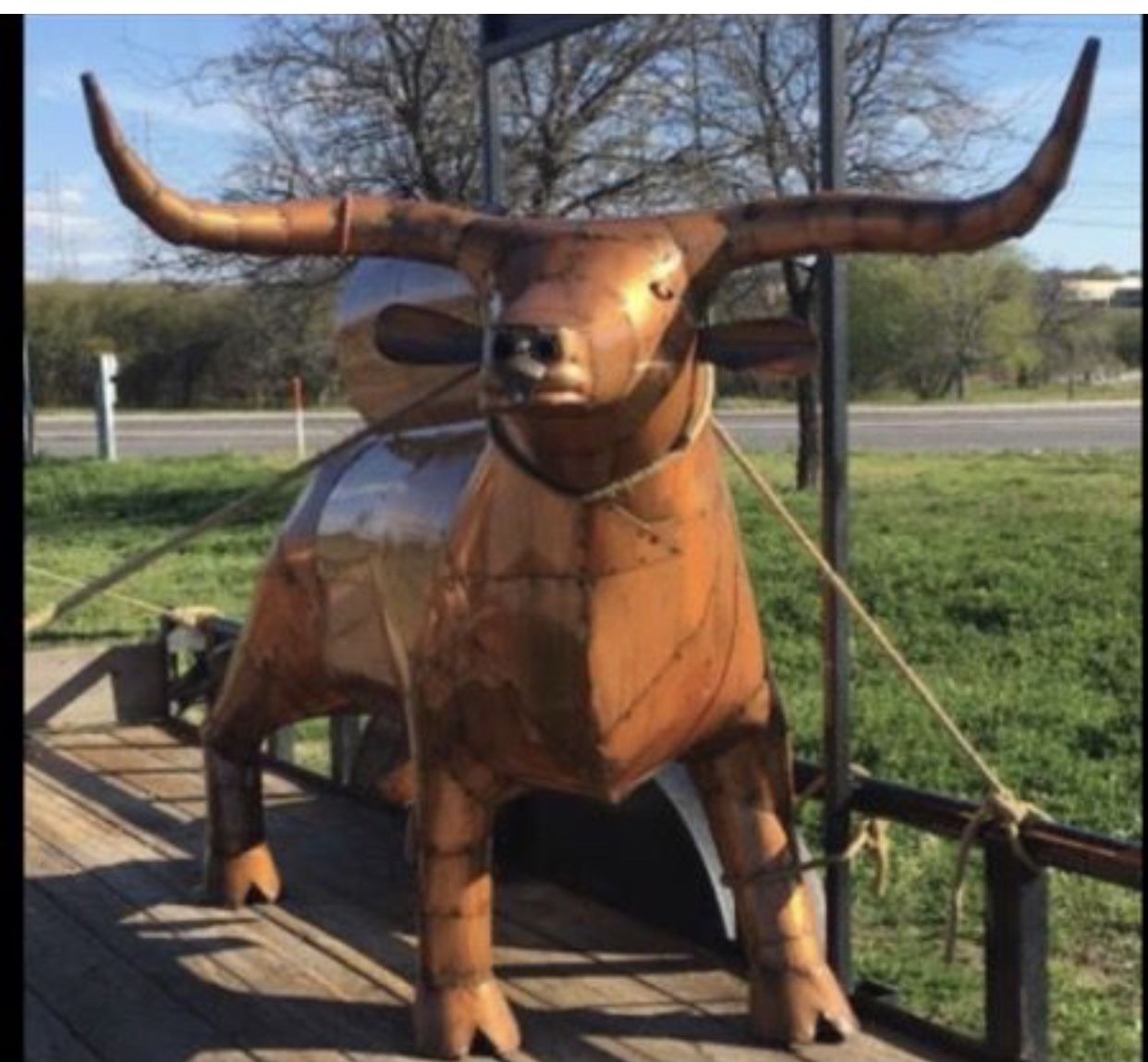 BBQ Grill Handcrafted Metal Live Size Bull