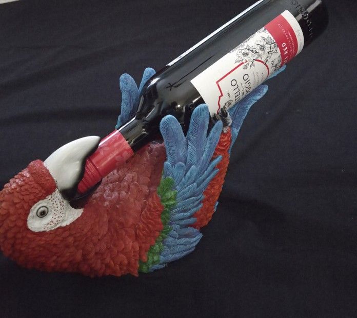 Whimsical! Parrot Macaw Wine Caddy Holder 13" Long 2009