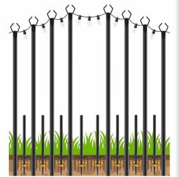 Outdoor String Light Poles Set Black
