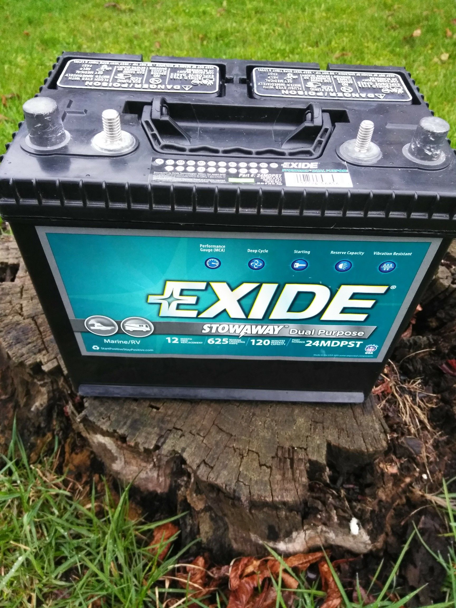 Exide Stowaway Marine/RV Dual Purpose Battery, 24MDPST
