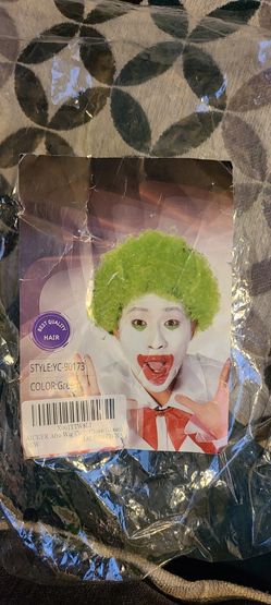  Haloween Costume Wig Curly Clown Green 
