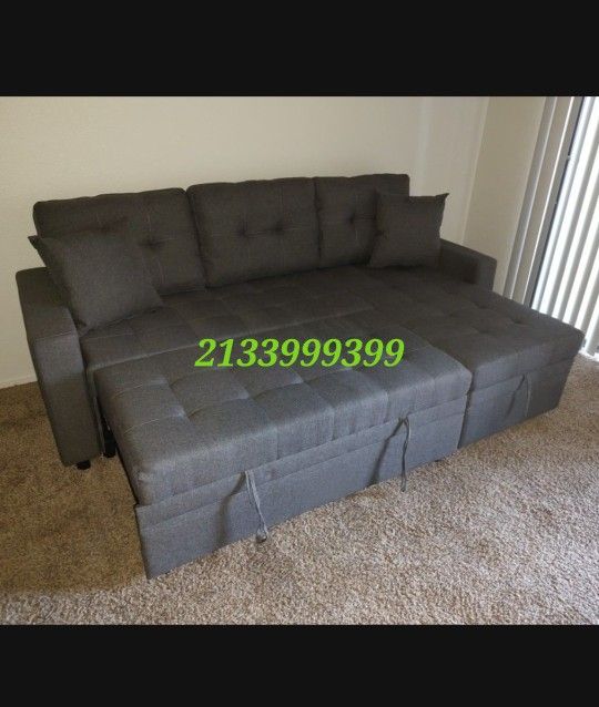 Gray/Black Pull Out Sofa Sleeper New
