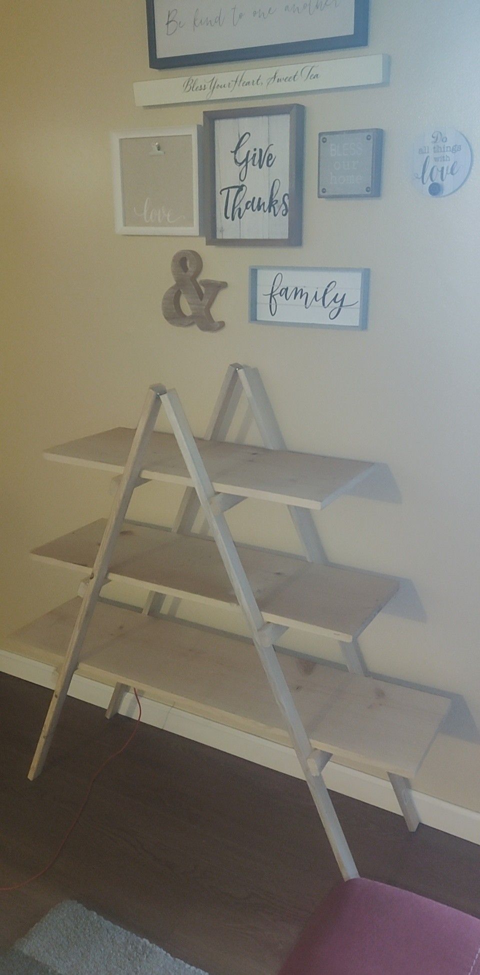 A frame ladder shelf