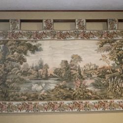 Gobelin With Ornaments, Flowers, And Swans