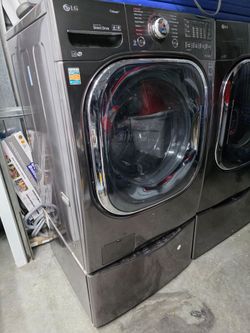 Top Of The Line LG Washer And Dryer Combo with Pedestal And Mini Turbo Washer