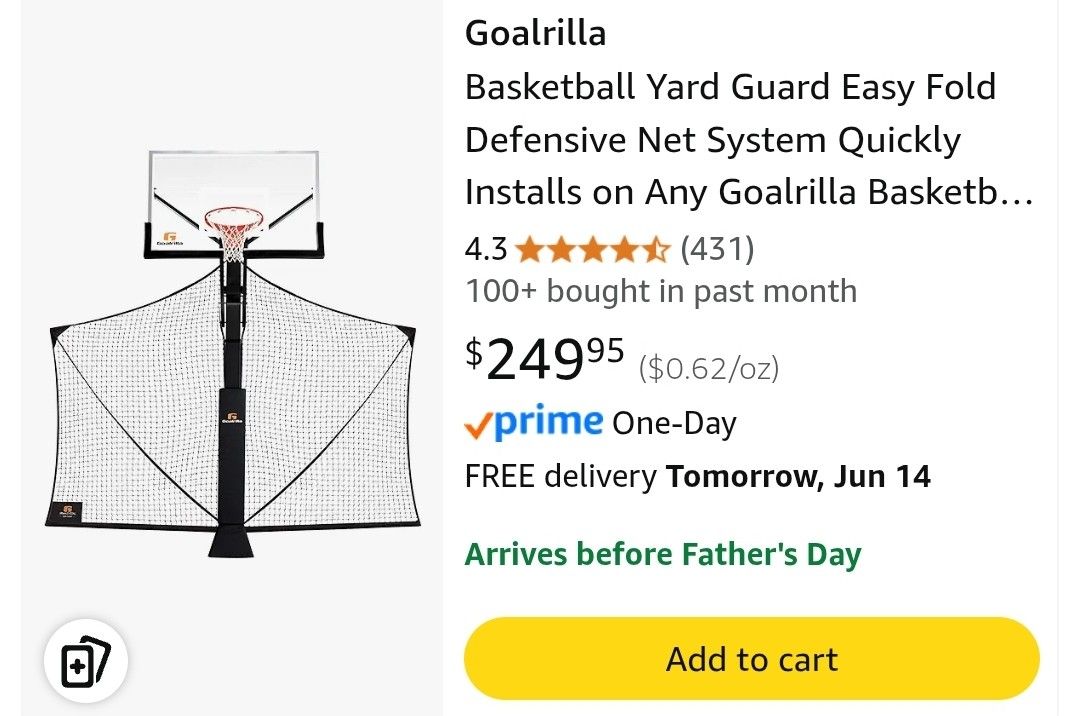 New Goalrilla Basketball Yard Guard Easy Fold Defensive Net System Quickly Installs on Any Goalrilla Basketball Hoop
