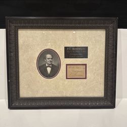 P.T. Barnum Signed Autograph Memorabilia Framed with COA antique