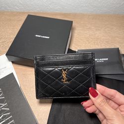Saint Laurent YSL Black and Gold Card Holder