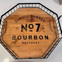  RGI Home Single Barrel Kentucky Bourbon Metal Wood Whiskey Serving Tray
