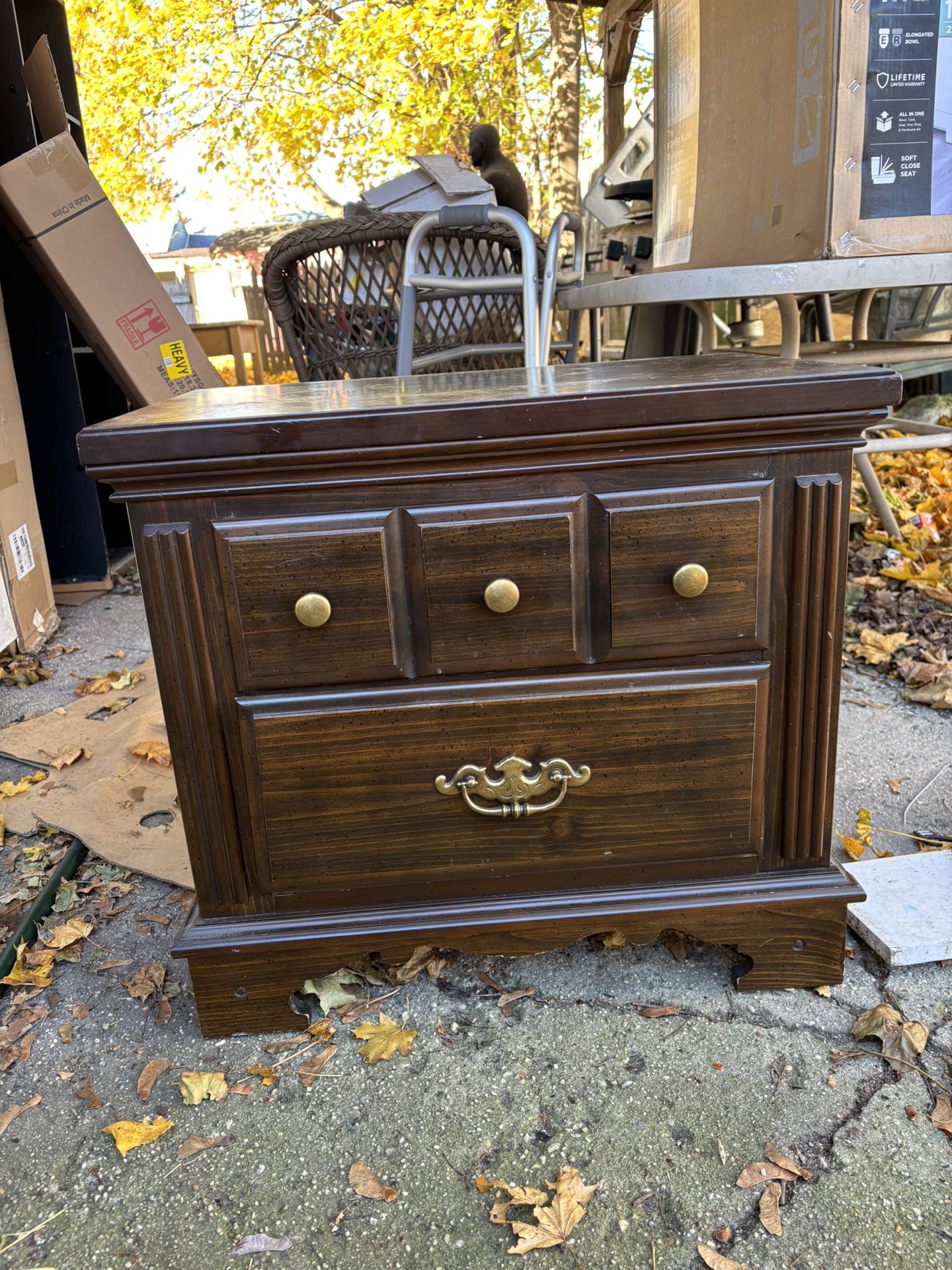 Vintage Wooden Nightstand – Solid & Great for DIY
