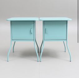 IKEA VETTRE Metal Side Tables w/ Casters – Set of 2 – Turquoise