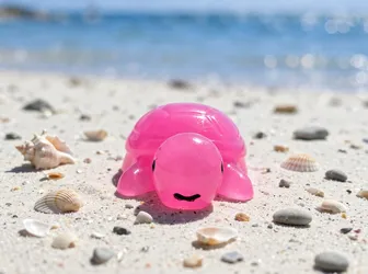 Handmade Resin Turtle — Pink, Glow in the Dark, 1.75 in