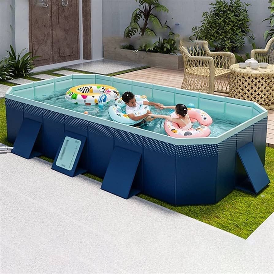 Swimming Pool Set,Foldable Kiddie Pool,Foldable Dog Pool,Hard Plastic Swimming Pool For Kids Large,Full-Sized Family Blow Up Swim Pool,for Toddlers,Ad