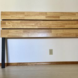 Wooden Headboard w/ Metal Frame - Modern Farmhouse / Sleek Minimalist