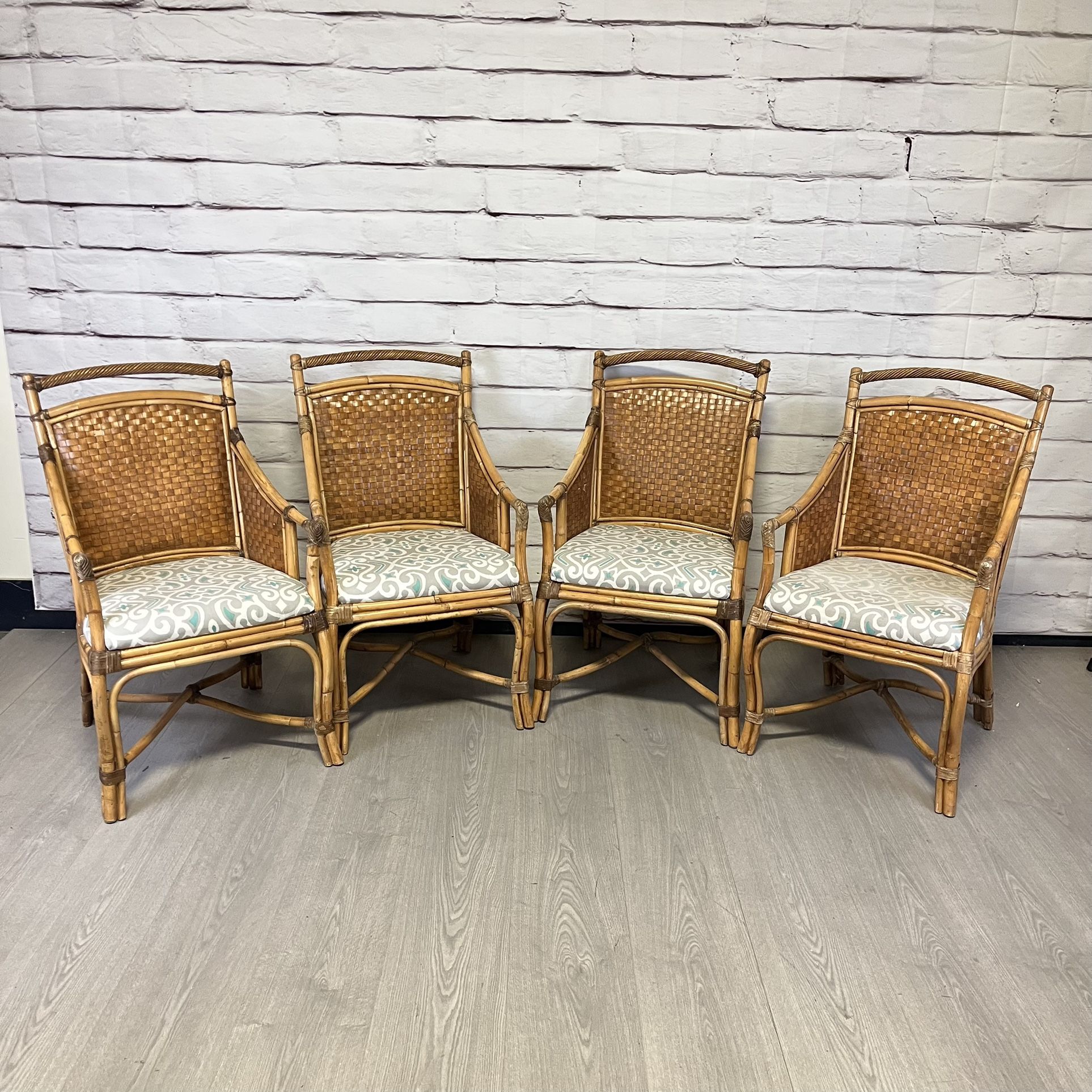 Rattan Bamboo Chairs 4pc