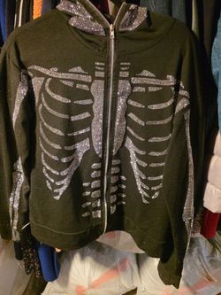 Rhinestone skeleton sweater size S