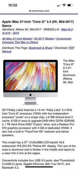 iMac 27-inch Retina (Mid-2017) Core i5 3.4GHz - HDD 1 TB - 8GB for