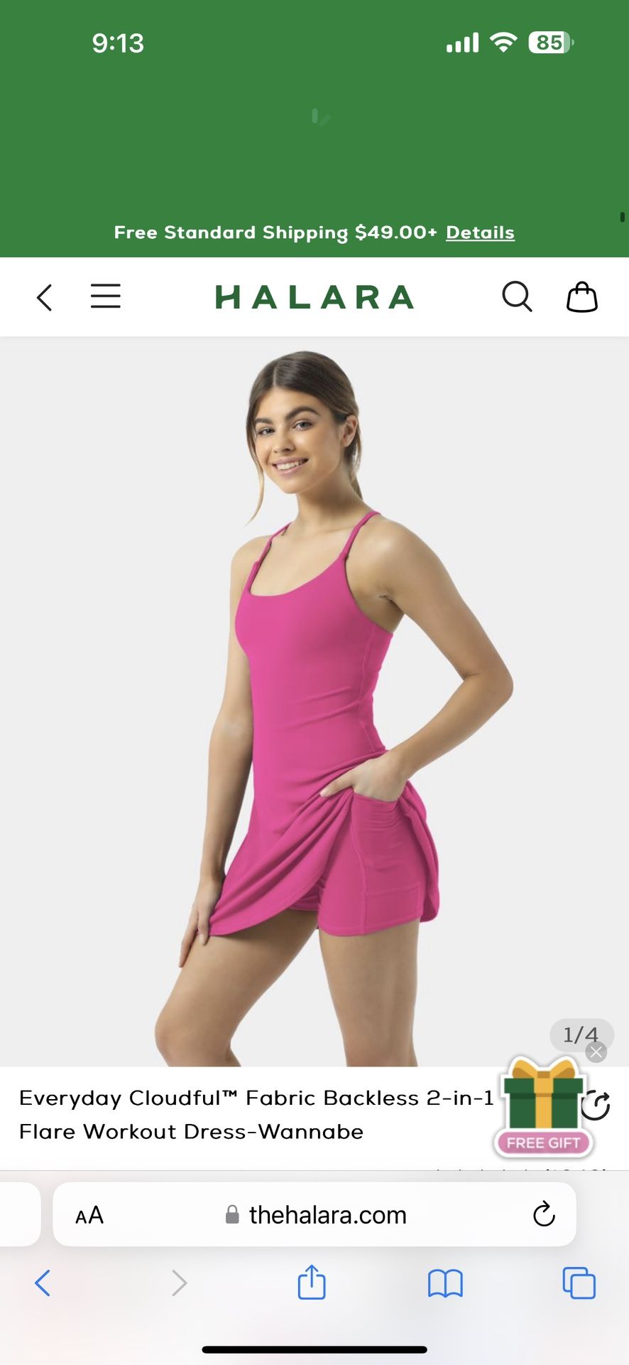 Halara SMALL Hot Pink Dress With Built In Shorts NEW