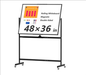 Large rolling whiteboard on wheels