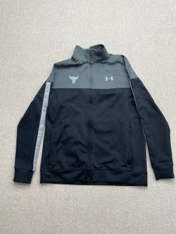 Under Armour Project Rock Track Jacket in Black and Gray, Size Small