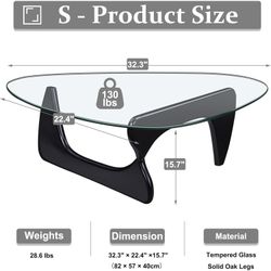 Black Modern Glass Coffee Table, Unique Triangle Coffee Table for Living Room, Tempered Glass Top +