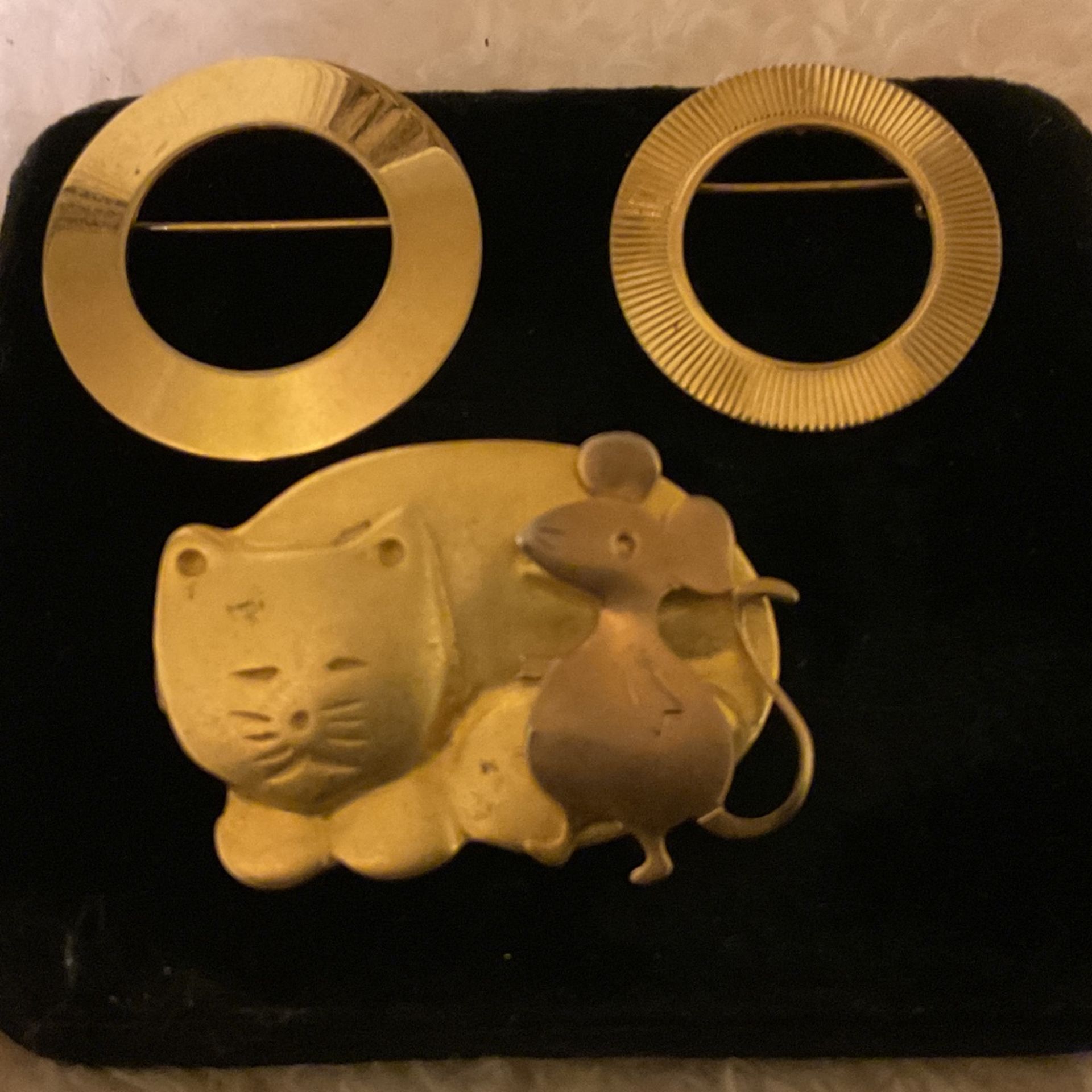 3 Gold Tone Brooches